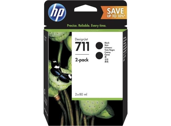 HP 711 2-pack 80-ml Black DesignJet Ink Cartridges