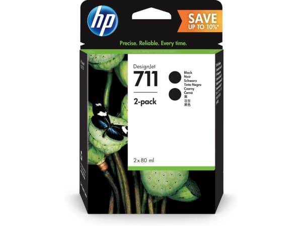 HP 711 2-pack 80-ml Black DesignJet Ink Cartridges
