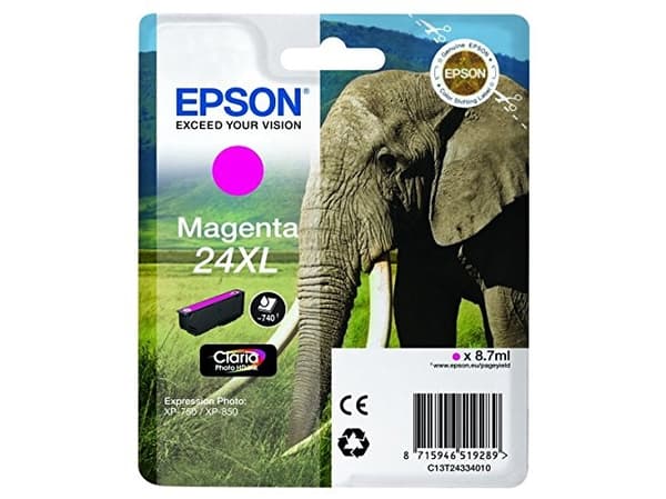Epson Elephant Singlepack Magenta 24XL Claria Photo HD Ink