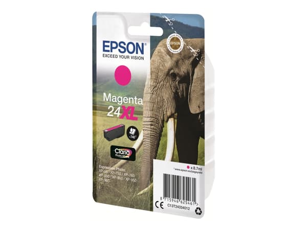 Epson Elephant Singlepack Magenta 24XL Claria Photo HD Ink