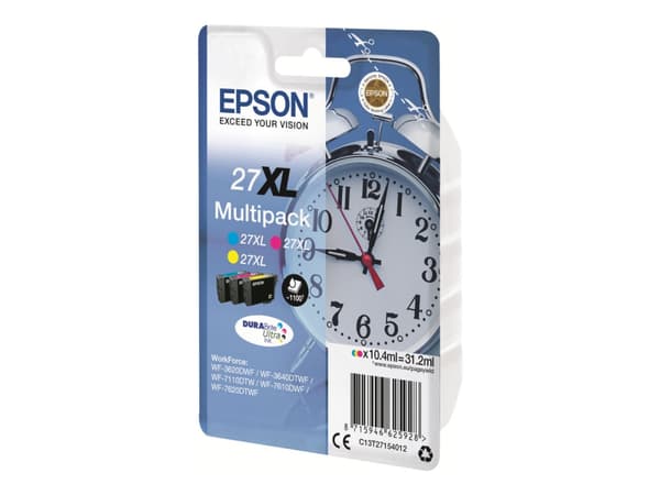Epson 27XL Multipack - 3-pack - 31.2 ml - XL - gul, cyan, magenta - original - blære med RF-alarm - blekkpatron - for WorkForce WF-3620, WF-3640, WF-