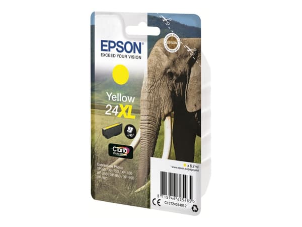 Epson Elephant Singlepack Yellow 24XL Claria Photo HD Ink