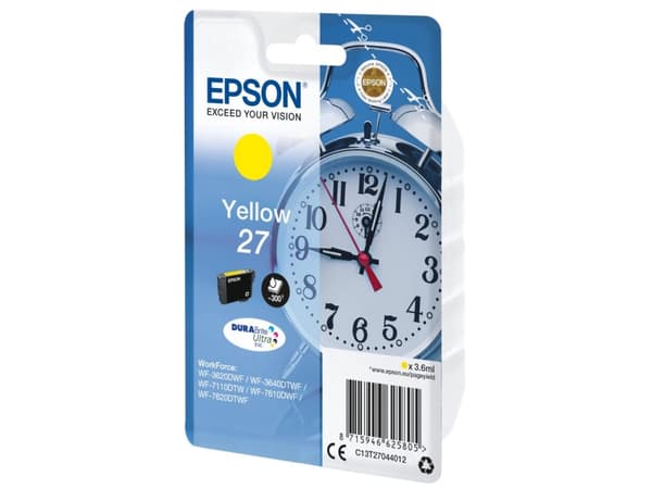 Epson 27 - 3.6 ml - gul - original - bläckpatron - för WorkForce WF-3620, WF-3640, WF-7110, WF-7210, WF-7610, WF-7620, WF-7710, WF-7715, WF-7720