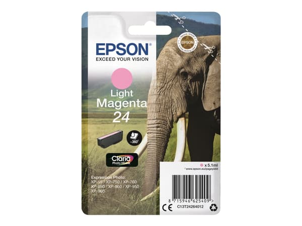 Epson 24 - 5.1 ml - lys magenta - original - blekkpatron - for Expression Photo XP-55, 750, 760, 850, 860, 950, 960, 970; Expression Premium XP-750,