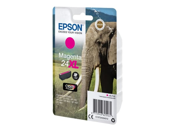 Epson 24XL - 8.7 ml - XL - magenta - original - blære med RF-alarm - blekkpatron - for Expression Photo XP-55, 750, 760, 850, 860, 950, 960, 970; Exp