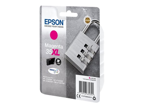 Epson Padlock Singlepack Magenta 35XL DURABrite Ultra Ink, Korkea (XL) värintuotto, Väriainepohjainen muste, 20,3 ml, 1900 sivua, 1 kpl