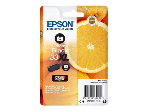 Epson Oranges Singlepack Photo Black 33XL Claria Premium Ink