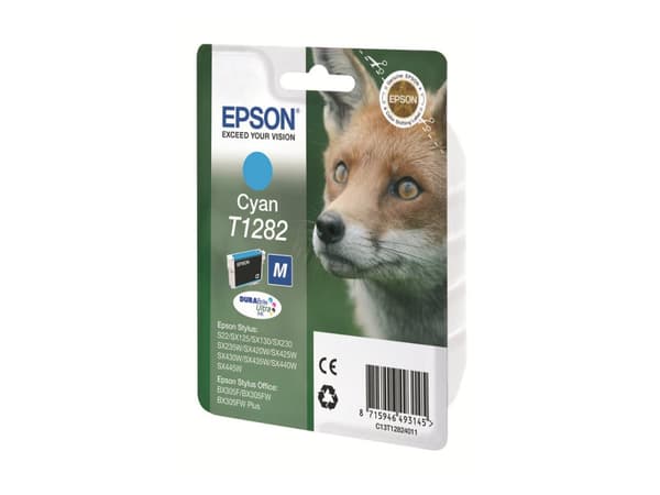 Epson T1282 - M-størrelse - cyan - original - blære med RF/lyd-alarm - blekkpatron - for Stylus S22, SX230, SX235, SX420, SX430, SX435, SX438, SX440,