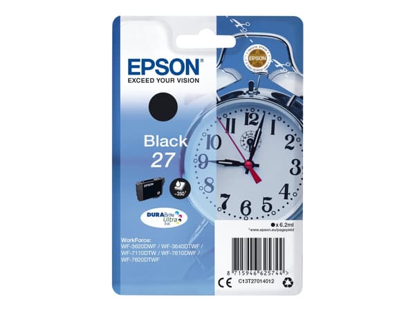 Epson 27 - 6.2 ml - svart - original - blekkpatron - for WorkForce WF-3620, WF-3640, WF-7110, WF-7210, WF-7610, WF-7620, WF-7710, WF-7715, WF-7720