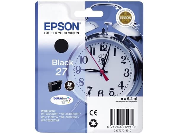 Epson 27 - 6.2 ml - svart - original - blekkpatron - for WorkForce WF-3620, WF-3640, WF-7110, WF-7210, WF-7610, WF-7620, WF-7710, WF-7715, WF-7720