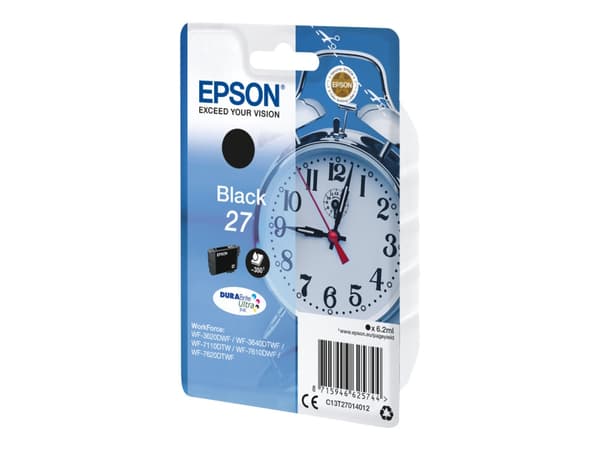 Epson 27 - 6.2 ml - svart - original - blekkpatron - for WorkForce WF-3620, WF-3640, WF-7110, WF-7210, WF-7610, WF-7620, WF-7710, WF-7715, WF-7720