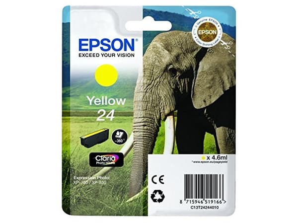 Epson Elephant Singlepack Yellow 24 Claria Photo HD Ink