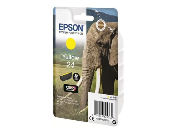 Epson Elephant Singlepack Yellow 24 Claria Photo HD Ink