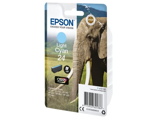 Epson Elephant Singlepack Light Cyan 24 Claria Photo HD Ink
