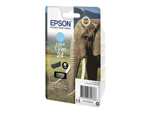 Epson Elephant Singlepack Light Cyan 24 Claria Photo HD Ink