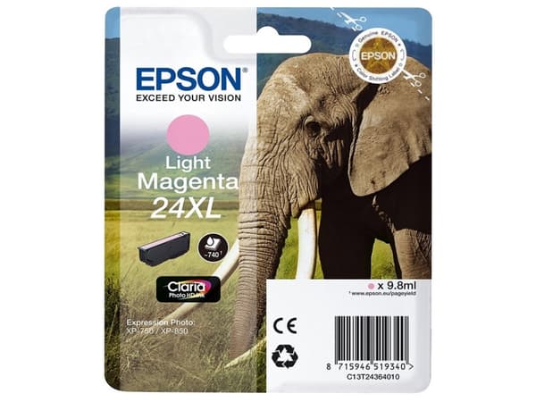 Epson 24XL - 9.8 ml - XL - lys magenta - original - blekkpatron - for Expression Photo XP-55, 750, 760, 850, 860, 950, 960, 970; Expression Premium X