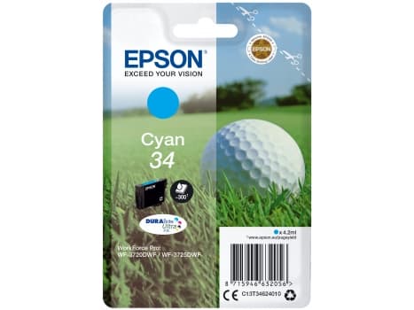 Epson 34 - 4.2 ml - cyan - original - blekkpatron - for WorkForce Pro WF-3720, WF-3720DWF, WF-3725DWF