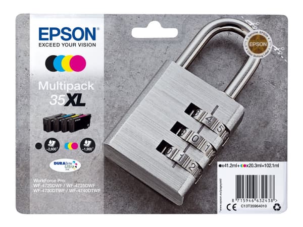 Epson 35XL Multipack - 4-pack - XL - svart, gul, cyan, magenta - original - blekkpatron - for WorkForce Pro WF-4720, WF-4720DWF, WF-4725DWF, WF-4730,