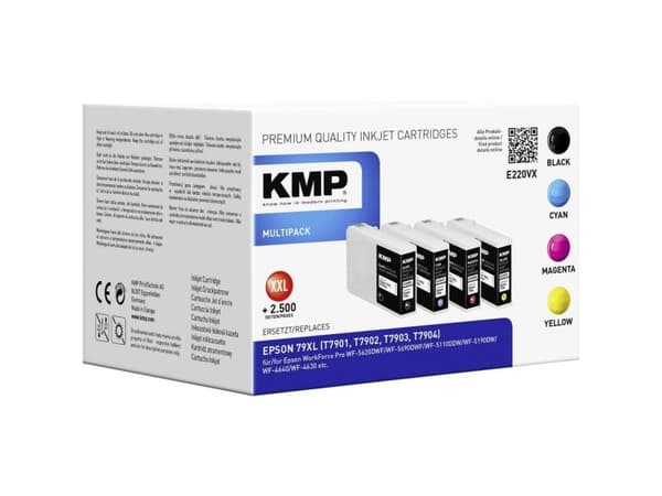 KMP MULTIPACK E220VX - 4-pack - Lång livslängd - svart, gul, cyan, magenta - kompatibel - bläckpatron (alternativ för: Epson 79XL) - för Epson WorkFo