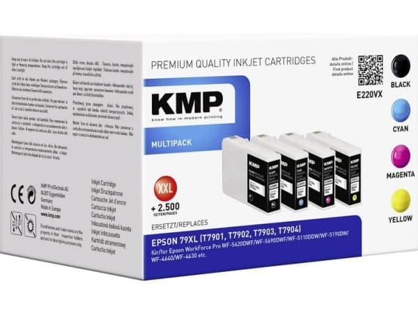 KMP MULTIPACK E220VX - 4-pack - Lång livslängd - svart, gul, cyan, magenta - kompatibel - bläckpatron (alternativ för: Epson 79XL) - för Epson WorkFo