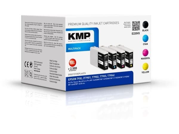 KMP MULTIPACK E220VX - 4-pack - Lång livslängd - svart, gul, cyan, magenta - kompatibel - bläckpatron (alternativ för: Epson 79XL) - för Epson WorkFo
