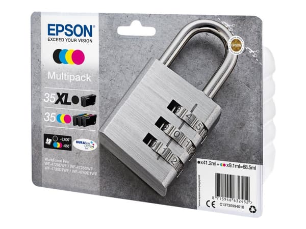 Epson 35XL Multipack - 4-pack - XL - svart, gul, cyan, magenta - original - blære med RF/lyd-alarm - blekkpatron - for WorkForce Pro WF-4720, WF-4720