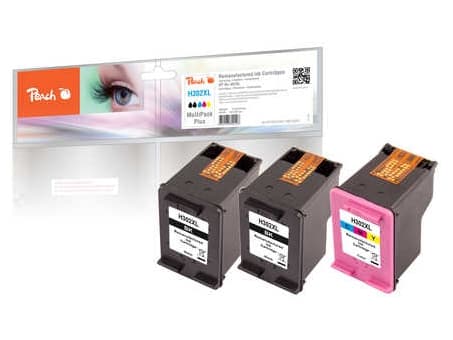 Peach Multi Pack Plus - 3-pack - svart, färg (cyan, magenta, gul) - kompatibel - bläckpatron (alternativ för: HP 302XL) - för HP Deskjet 1110, 21XX,