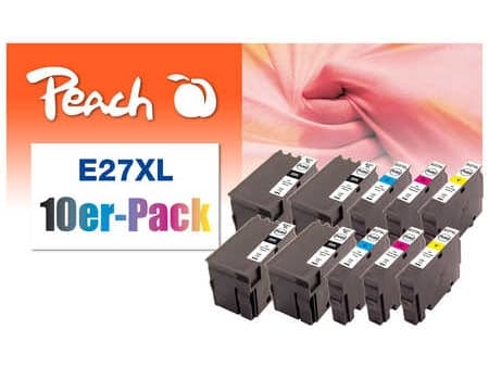 Peach Combi-Pack E27XL - 10-pack - svart, gul, cyan, magenta - kompatibel - gjenfabrikert - blekkpatron (alternativ for: Epson 27XL, Epson T2714) - f