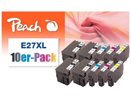 Peach Combi-Pack E27XL - 10-pack - svart, gul, cyan, magenta - kompatibel - gjenfabrikert - blekkpatron (alternativ for: Epson 27XL, Epson T2714) - f