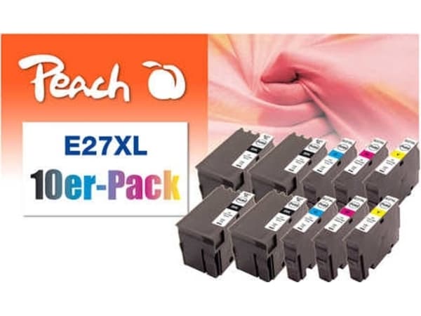 Peach Combi-Pack E27XL - 10-pack - svart, gul, cyan, magenta - kompatibel - gjenfabrikert - blekkpatron (alternativ for: Epson 27XL, Epson T2714) - f