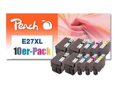 Peach Combi-Pack E27XL - 10-pack - svart, gul, cyan, magenta - kompatibel - gjenfabrikert - blekkpatron (alternativ for: Epson 27XL, Epson T2714) - f