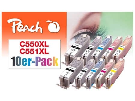 Peach - 10-pack - XL - svart, gul, cyan, magenta - kompatibel - blekkpatron (alternativ for: Canon CLI-551XL, Canon PGI-550XL) - for Canon PIXMA iP87