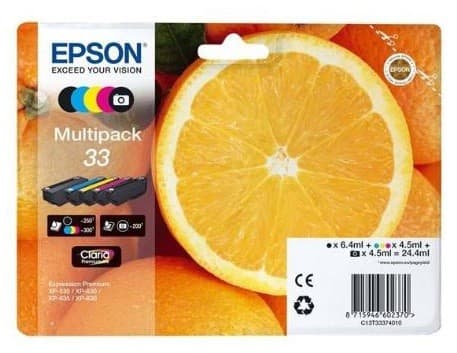 Epson 33 Multipack - 5-pack - 24.4 ml - svart, gul, cyan, magenta, fotosort - original - blære med RF/lyd-alarm - blekkpatron - for Expression Premiu