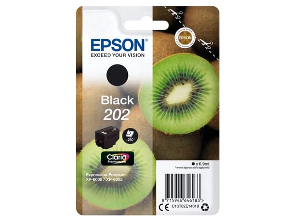 Epson 202 - 6.9 ml - svart - original - blære med RF/lyd-alarm - blekkpatron - for Expression Premium XP-6000, XP-6005