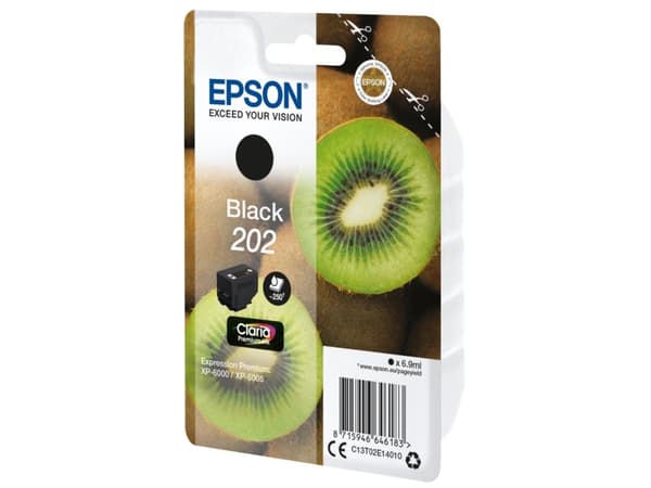 Epson 202 - 6.9 ml - svart - original - blære med RF/lyd-alarm - blekkpatron - for Expression Premium XP-6000, XP-6005
