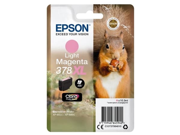 Epson Squirrel Singlepack Light Magenta 378XL Claria Photo HD Ink