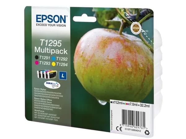 Epson T1295 Multipack - 4-pack - svart, gul, cyan, magenta - original - blister - bläckpatron - för Stylus SX230, SX235, SX430, SX438; WorkForce WF-3