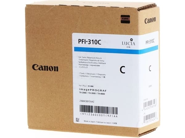 Canon PFI-310 C - 330 ml - cyan - original - bläcktank - för imagePROGRAF TX-2000, TX-2100, TX-3000, TX-3100, TX-4000, TX-4100
