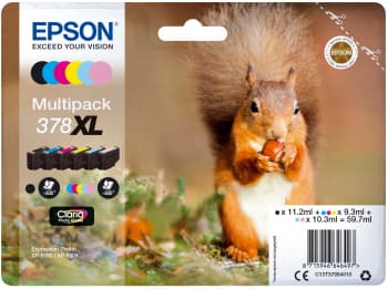 Epson 378XL Multipack - 6-pack - 59.7 ml - XL - svart, gul, cyan, magenta, lys magenta, lys cyan - original - blære med RF/lyd-alarm - blekkpatron -