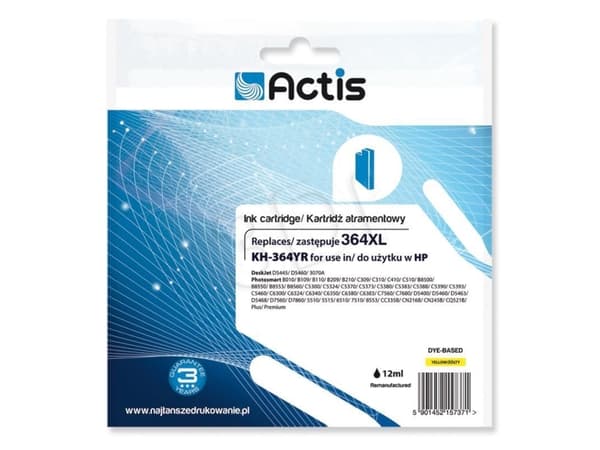 Actis KH-364YR, Perusvärintuotto, Väripohjainen muste, 12 ml, 1 kpl, Kertapakkaus