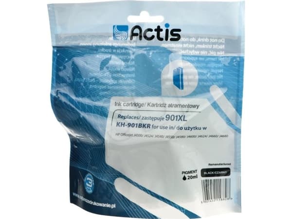 Actis KH-901BKR, Standard utskriftsproduksjon, Pigmentbasert blekk, 20 ml, 1 stykker, Enkeltpakke