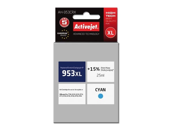 Activejet AH-953CRX, Korkea (XL) värintuotto, Väripohjainen muste, 25 ml, 1800 sivua, 1 kpl, Kertapakkaus