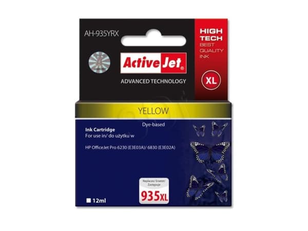 Activejet AH-935YRX, Høyt (XL) utbytte, Gult, Fargestoffbasert blekk, 12 ml, 1 stykker, Enkeltpakke