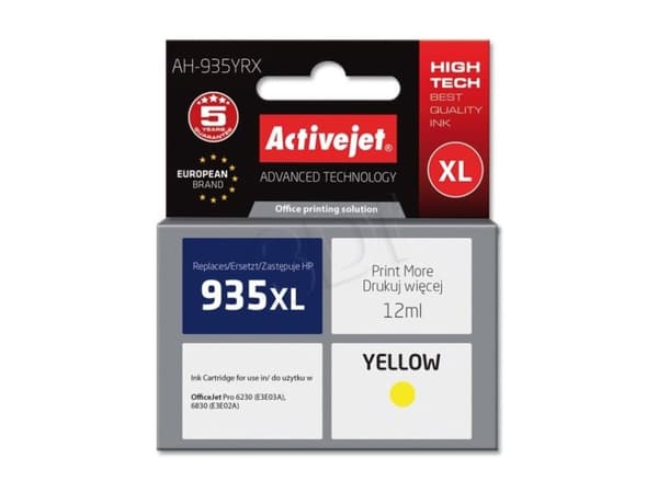 Activejet AH-935YRX, Høyt (XL) utbytte, Gult, Fargestoffbasert blekk, 12 ml, 1 stykker, Enkeltpakke