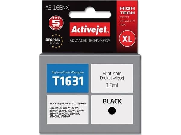 Activejet AE-16BNX, Høyt (XL) utbytte, Pigmentbasert blekk, 18 ml, 1 stykker
