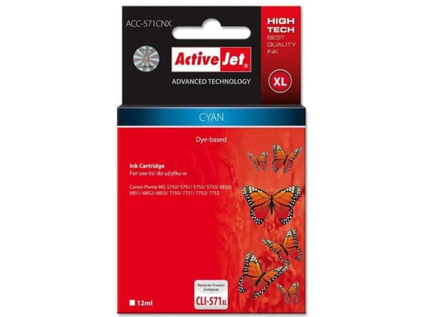 Activejet ACC-571CNX, Høyt (XL) utbytte, Fargestoffbasert blekk, 12 ml, 760 sider, 1 stykker, Enkeltpakke