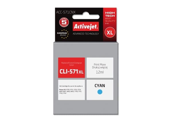 Activejet ACC-571CNX, Høyt (XL) utbytte, Fargestoffbasert blekk, 12 ml, 760 sider, 1 stykker, Enkeltpakke