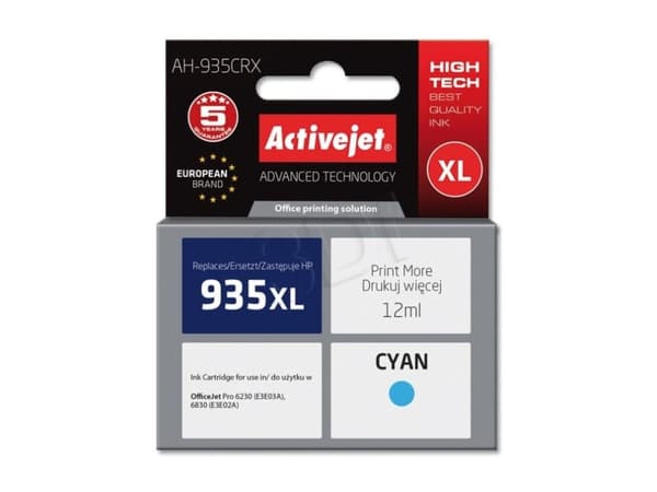 Activejet AH-935CRX, Høyt (XL) utbytte, Cyan, 12 ml, 1 stykker, Enkeltpakke