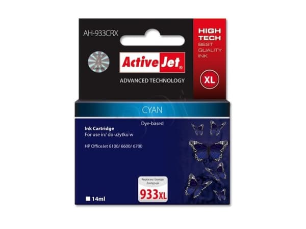 ActiveJet AH-933CRX, Yhteensopiva, Blå, HP, HP Officejet Pro: 6100, 6600, 6700, 7110, 7610, 7612., 1 stk, Mustesuihkutulostus, 1 stk, Mustesuihkutulo