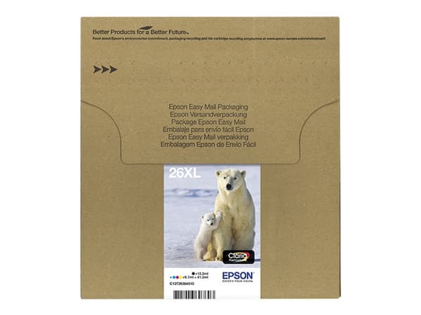 Epson Multipack 26XL EasyMail - 4-pack - 41.3 ml - XL - svart, gul, cyan, magenta - original - postbar - blekkpatron - for Expression Premium XP-510,
